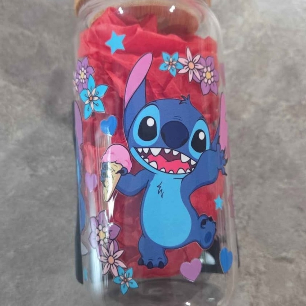 Stitch Glass Jar with Floral Design